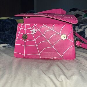 pink spider web girl purse
